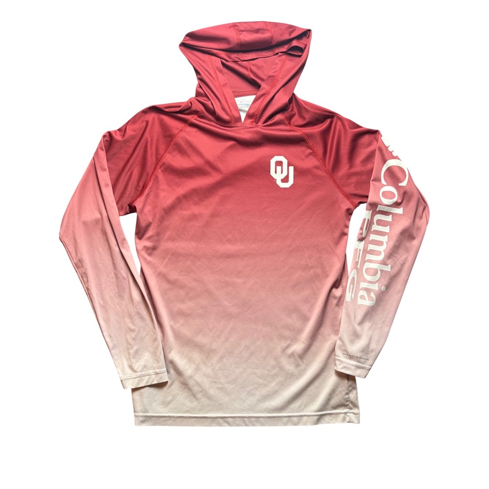 Columbia Mens PFG Oklahoma Sooners PFG Omni-Shade Shirt Hoodie Small Red White